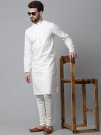 Even Apparels White Pure Cotton Kurta With Band Collar | Grocsy