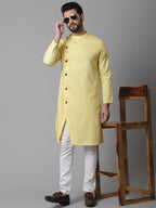 Even Apparels Yellow Sherwani Kurta With Asymetrical Cut | Grocsy