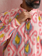 trueBrowns Men's Lime Ikat Print Cotton Shirt | Grocsy