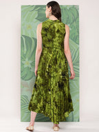 InWeave Women's Green Tie And Die Dress | Grocsy