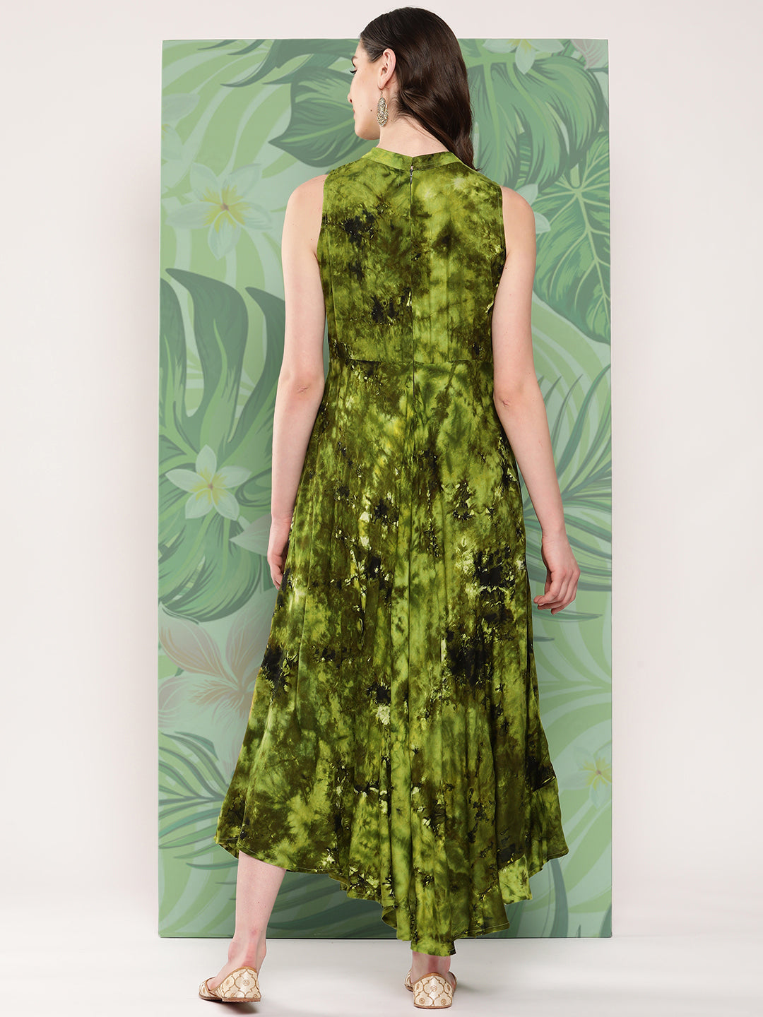 InWeave Women's Green Tie And Die Dress | Grocsy