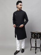 Even Apparels Black Sherwani Kurta With Asymetrical Cut | Grocsy