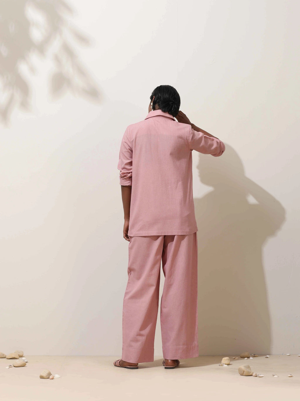 trueBrowns Pink Cotton Linen Co-Ord Set | Grocsy