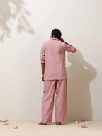 trueBrowns Pink Cotton Linen Co-Ord Set | Grocsy