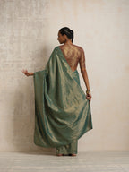 trueBrowns Dark Green Gold Lurex Ready To Wear Saree | Grocsy