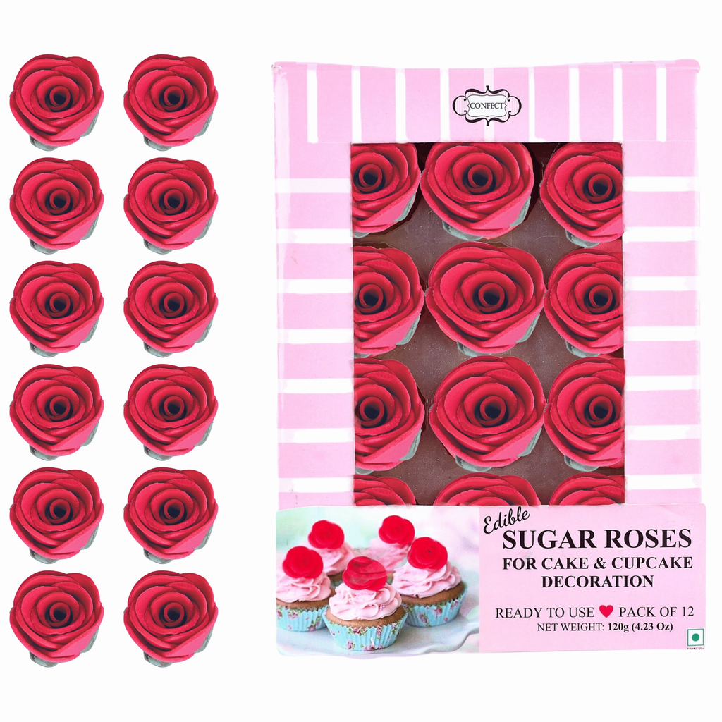 Confect Crimson Pink | Edible Sugar Roses Topper | Grocsy