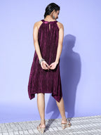 InWeave Women's Wine Pleated Dress | Grocsy