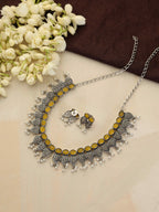 trueBrowns Silver Tone Stone Necklace Set | Grocsy