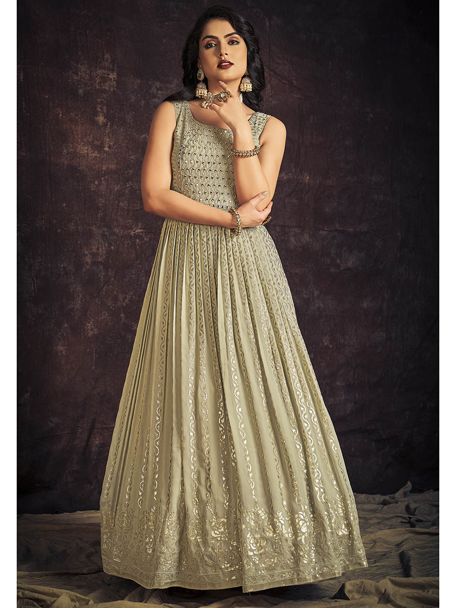Myra Pista Real Georgette Designer Gown Style Suit | Grocsy