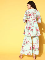 Ahalyaa Women Floral Printed Pleated Kurti with Sharara | Grocsy