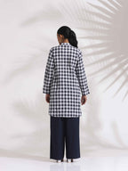 trueBrowns Blue Cotton Check Kurta Co-ord Set | Grocsy