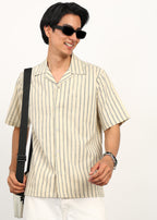 Fabmade Ivory Stripe Calm Shirt | Grocsy