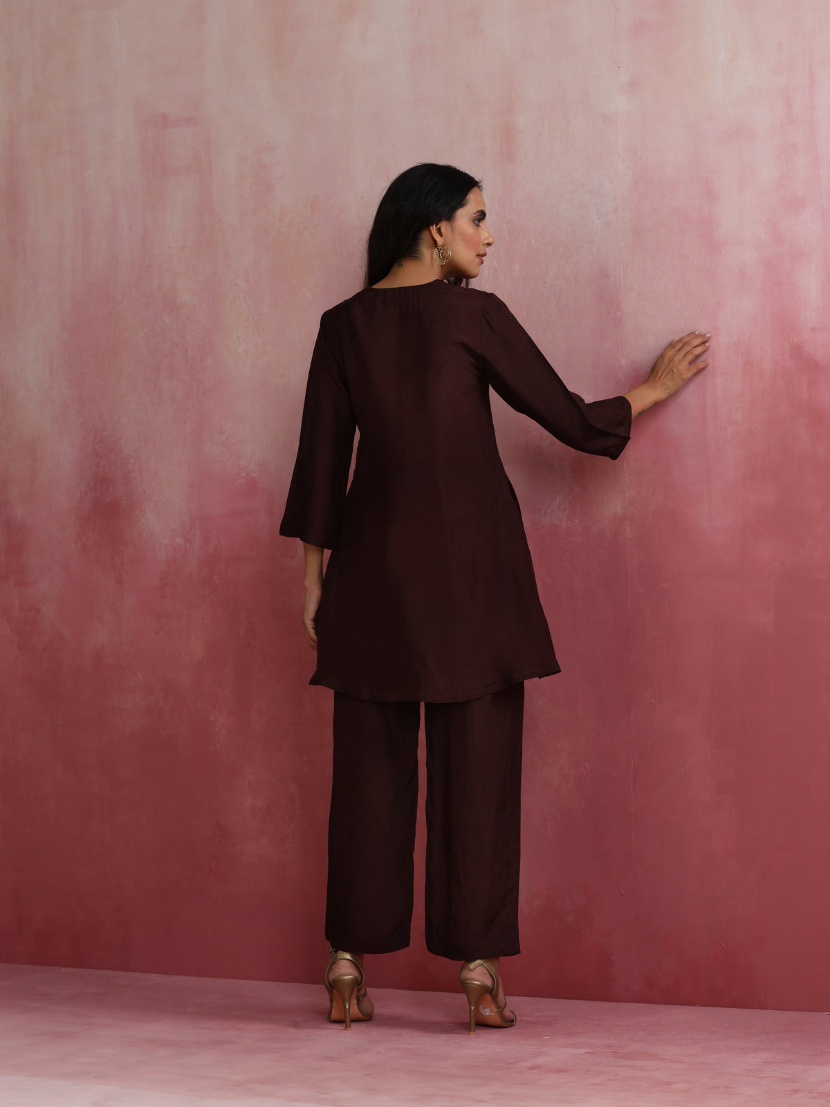 trueBrowns Cola Viscose Silk Kurta Co-ord Set | Grocsy