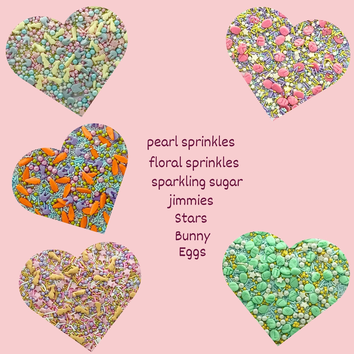 Confect Spring Sprinkles Edible |  Mix Green & Pink Eggs & Yellow & Gold Bunny pack of 5 (EAST 3) - 100Gms | Grocsy