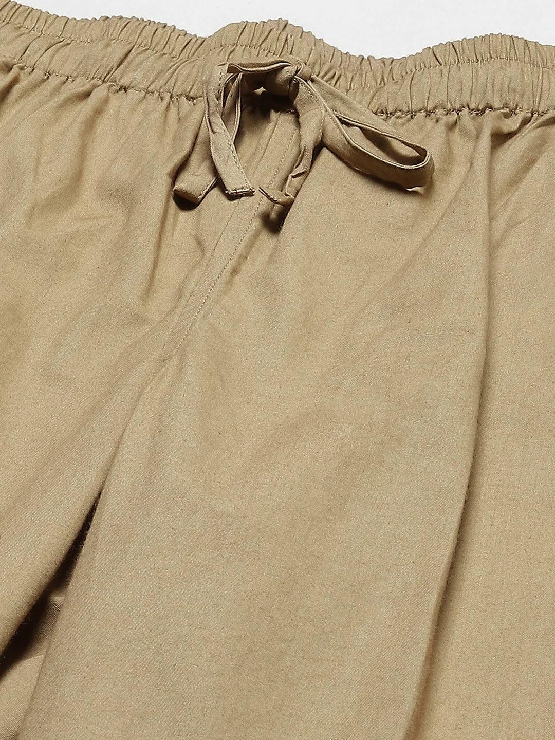 Fabmade Men's Khaki Cotton Linen Pyjama | Grocsy