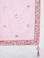 House of Panchhi Pink Net Cutdana, Sequins And Zarkan Embroidery Lehenga Choli & Dupatta | Grocsy