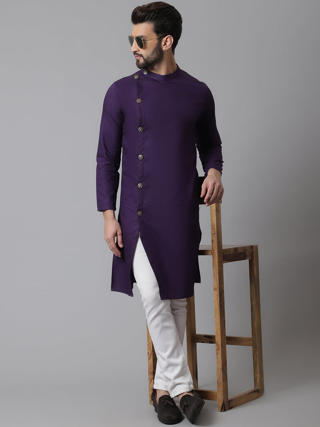 Even Apparels Purple Sherwani Kurta With Asymetrical Cut | Grocsy