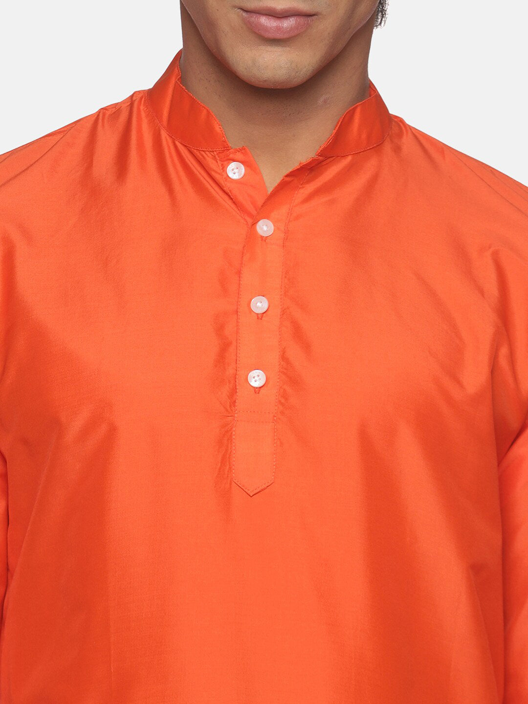 Sethukrishna Men Orange Kurti with Pyjamas | Grocsy