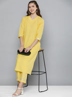 HERE&NOW Women Regular Gotta Patti Pure Cotton Kurta with Trousers | Grocsy