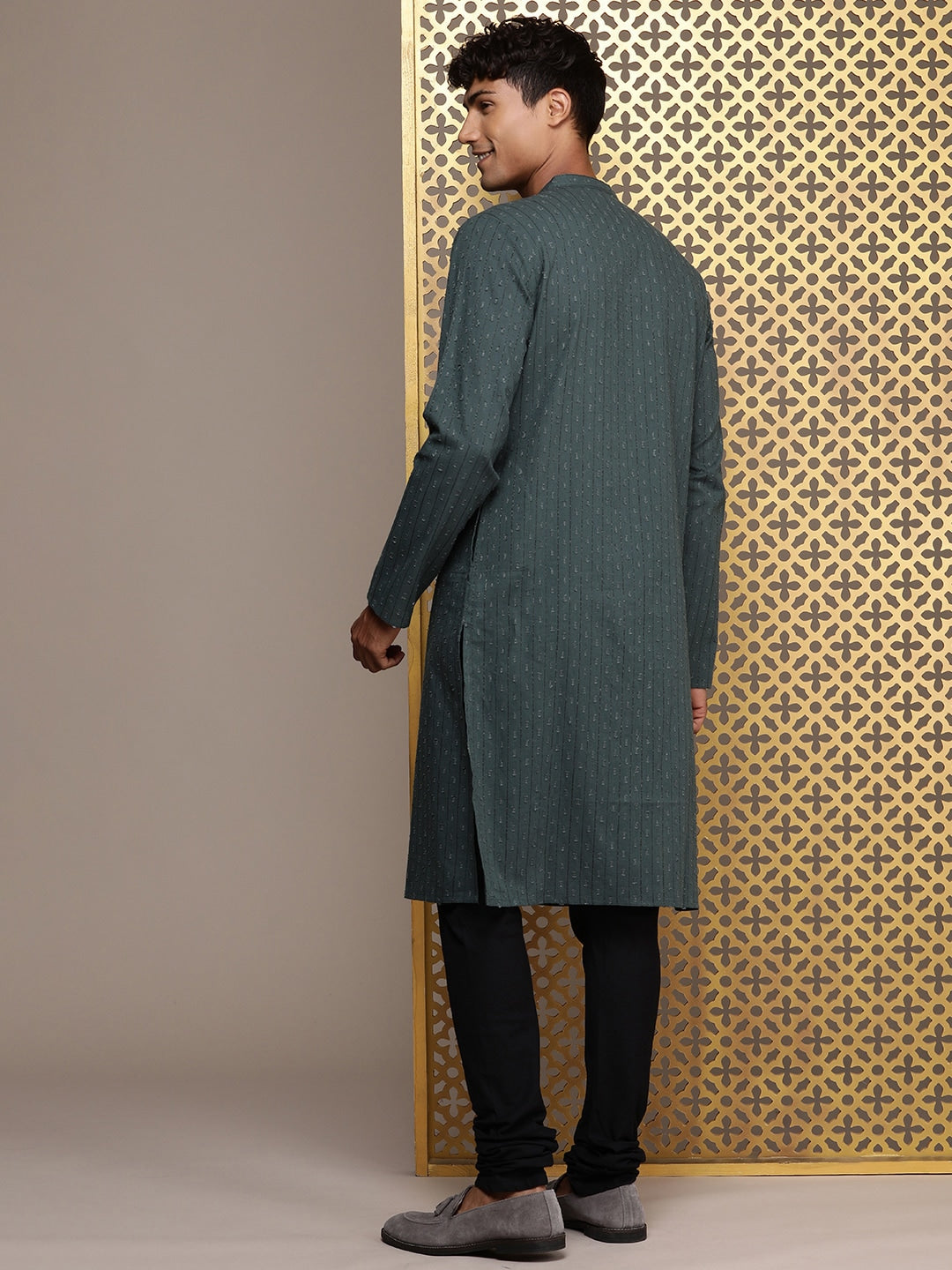 House of Pataudi Woven Design Straight Jashn Kurta | Grocsy