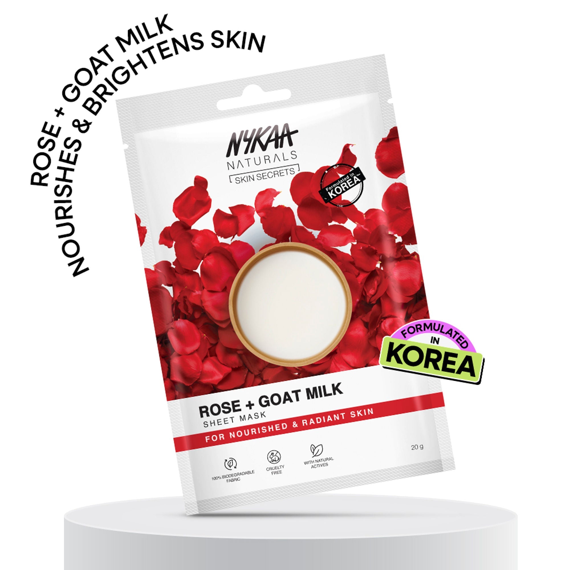 Nykaa Rose+Goat Milk Sheet Mask For Nourished & Radiant Skin-Formulated In Korea - For All Skin Types | Grocsy