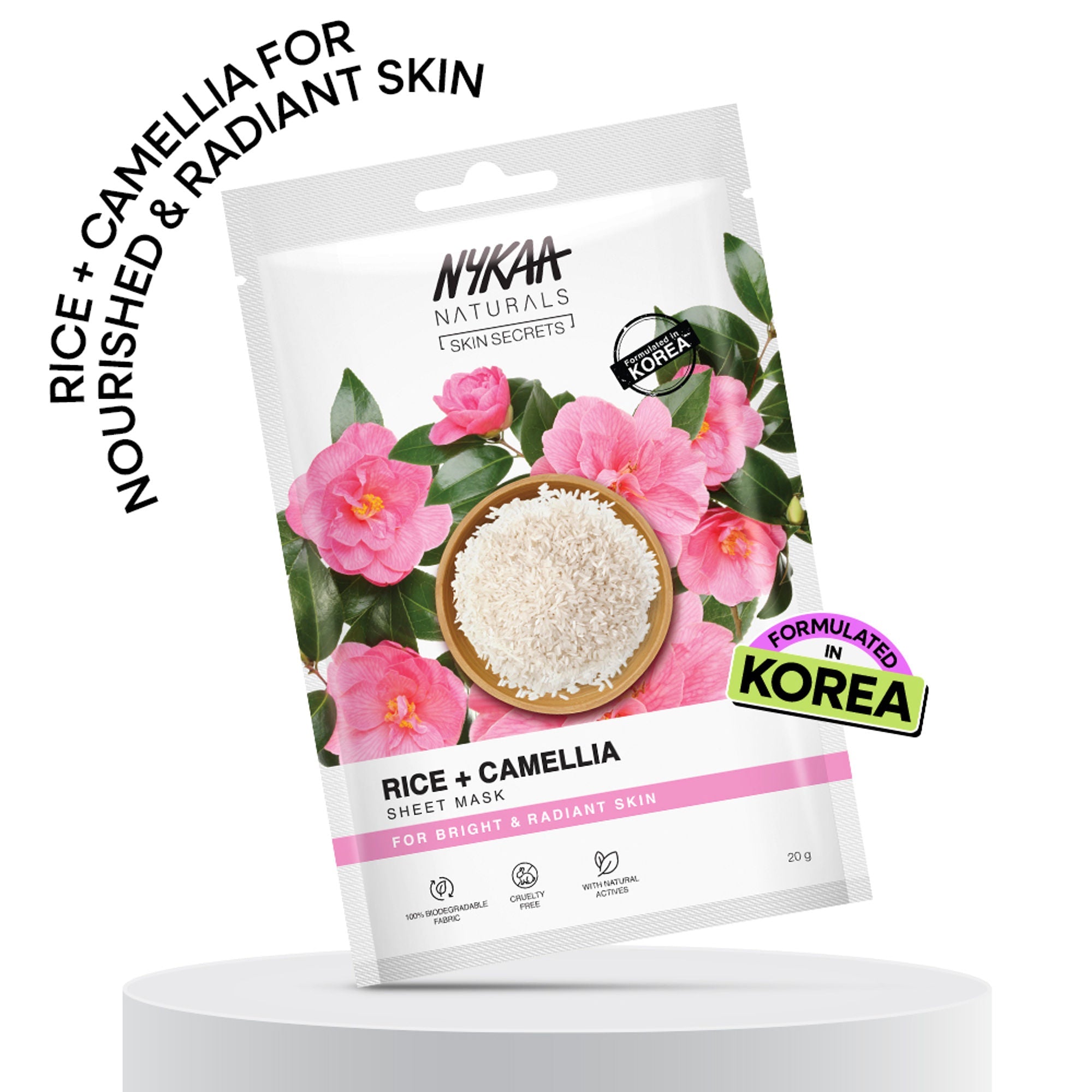Nykaa Green Tea + Aloe Vera Sheet Mask For Hydrated Skin - Formulated in Korea - For All Skin Types - Rice + Camelia | Grocsy
