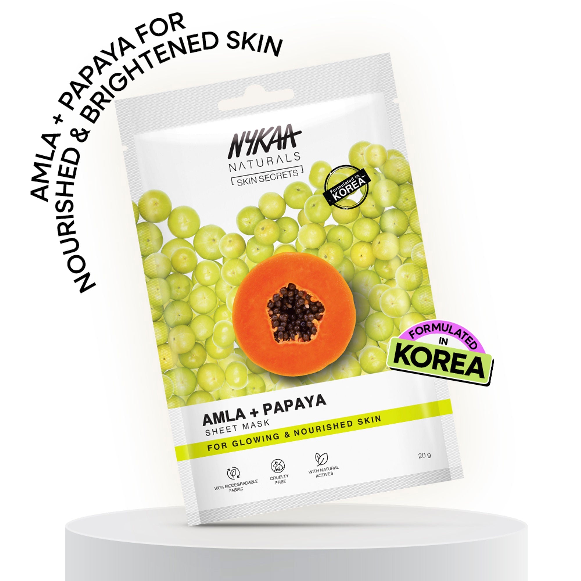 Nykaa Green Tea + Aloe Vera Sheet Mask For Hydrated Skin - Formulated in Korea - For All Skin Types - Amla + Papaya | Grocsy