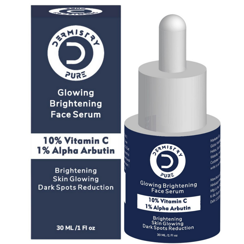 Dermistry 10% Vitamin C 1% Alpha Arbutin Dull Skin Brightening Lightening Fairness Glow Face Serum | Grocsy