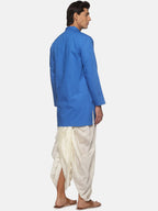 Sethukrishna Men Blue Pure Cotton Kurta with Dhoti Pants | Grocsy