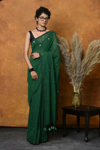 Very Much Indian Pure Mul Cotton Handloom Saree - Green | Grocsy