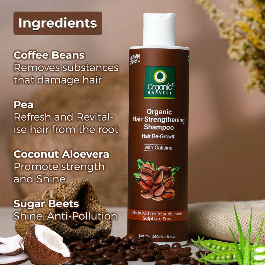 Organic Harvest Organic Hair Strengthening Shampoo Hair Re-Growth With Caffeine | Grocsy
