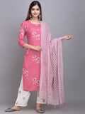 Sangria Ethnic Motifs Printed Kurta with Palazzos & Dupatta | Grocsy