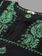 ADA Ethnic Motifs Embroidered Chikankari Cotton Straight Kurta | Grocsy