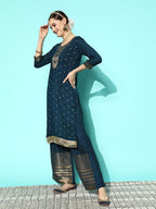 Sangria Women Floral Yoke Design Regular Kurta with Palazzos & With Dupatta | Grocsy