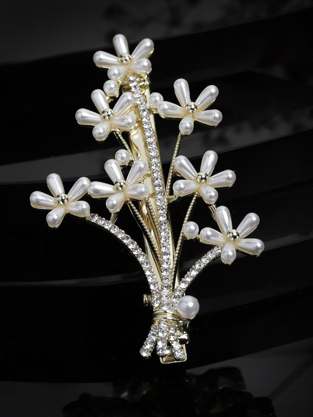 Panash Women Gold-Toned Embellished Alligator Hair Clip | Grocsy
