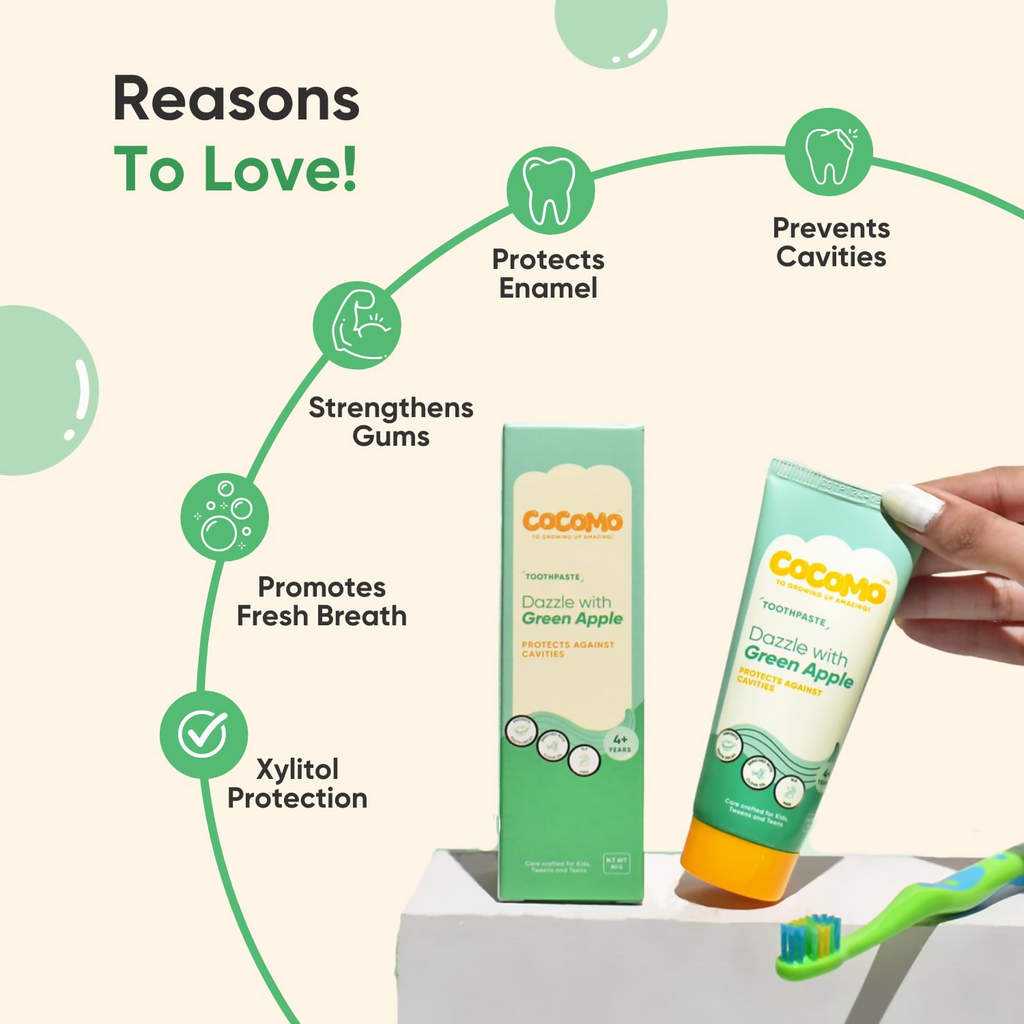 Cocomo Dazzle With Green Apple Toothpaste For Kids | Grocsy