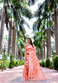 Partywear Designer Orange Jamdani contton Fancy Saree - Starwalk | Grocsy