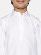 Sethukrishna Boys White Pure Cotton Kurta with Churidar | Grocsy