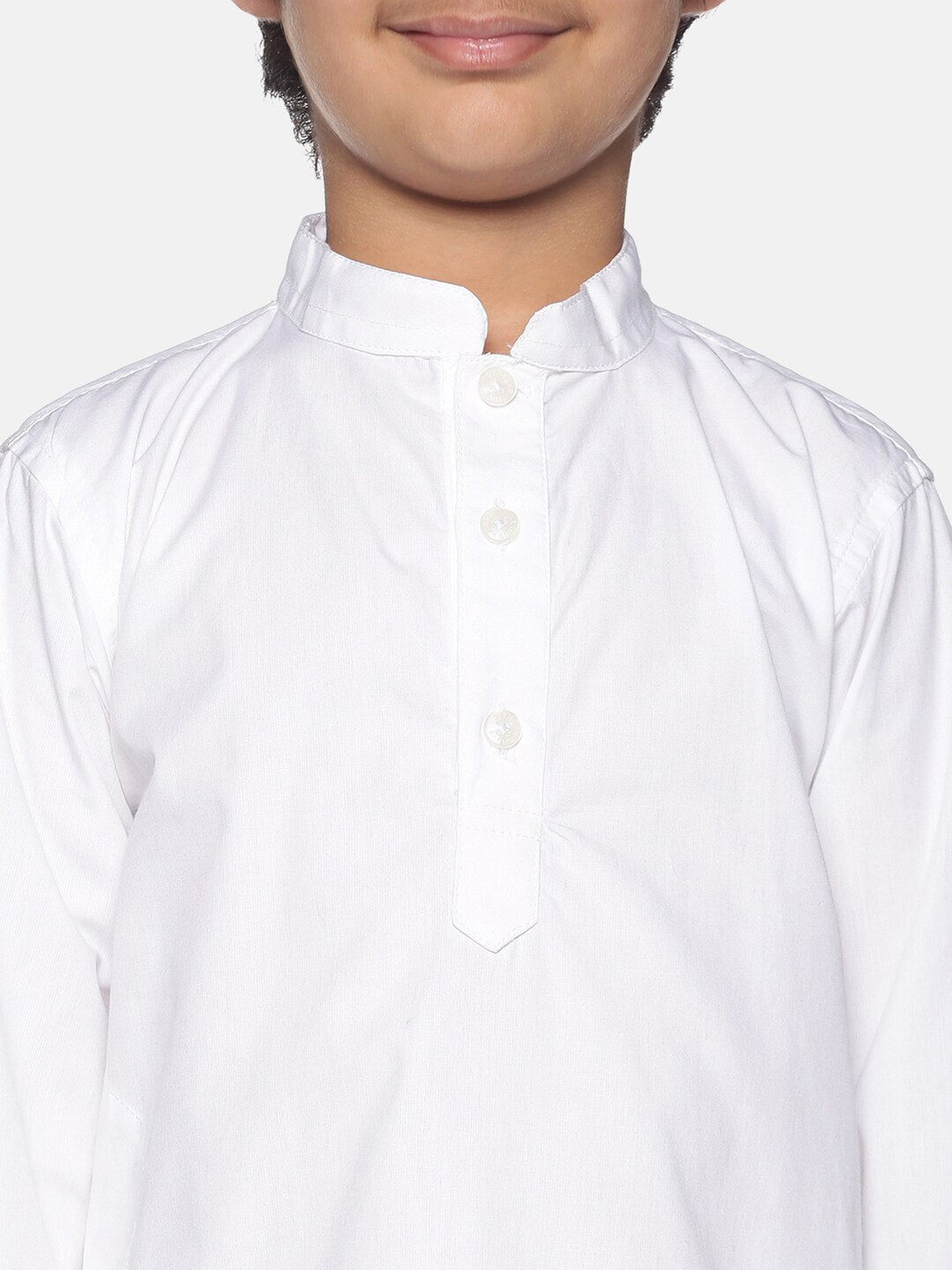 Sethukrishna Boys White Pure Cotton Kurta with Churidar | Grocsy