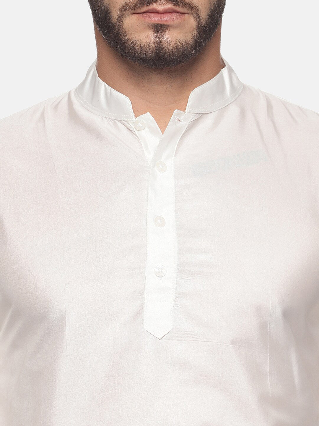 Sethukrishna Men White Solid Kurta with Dhoti Pants | Grocsy