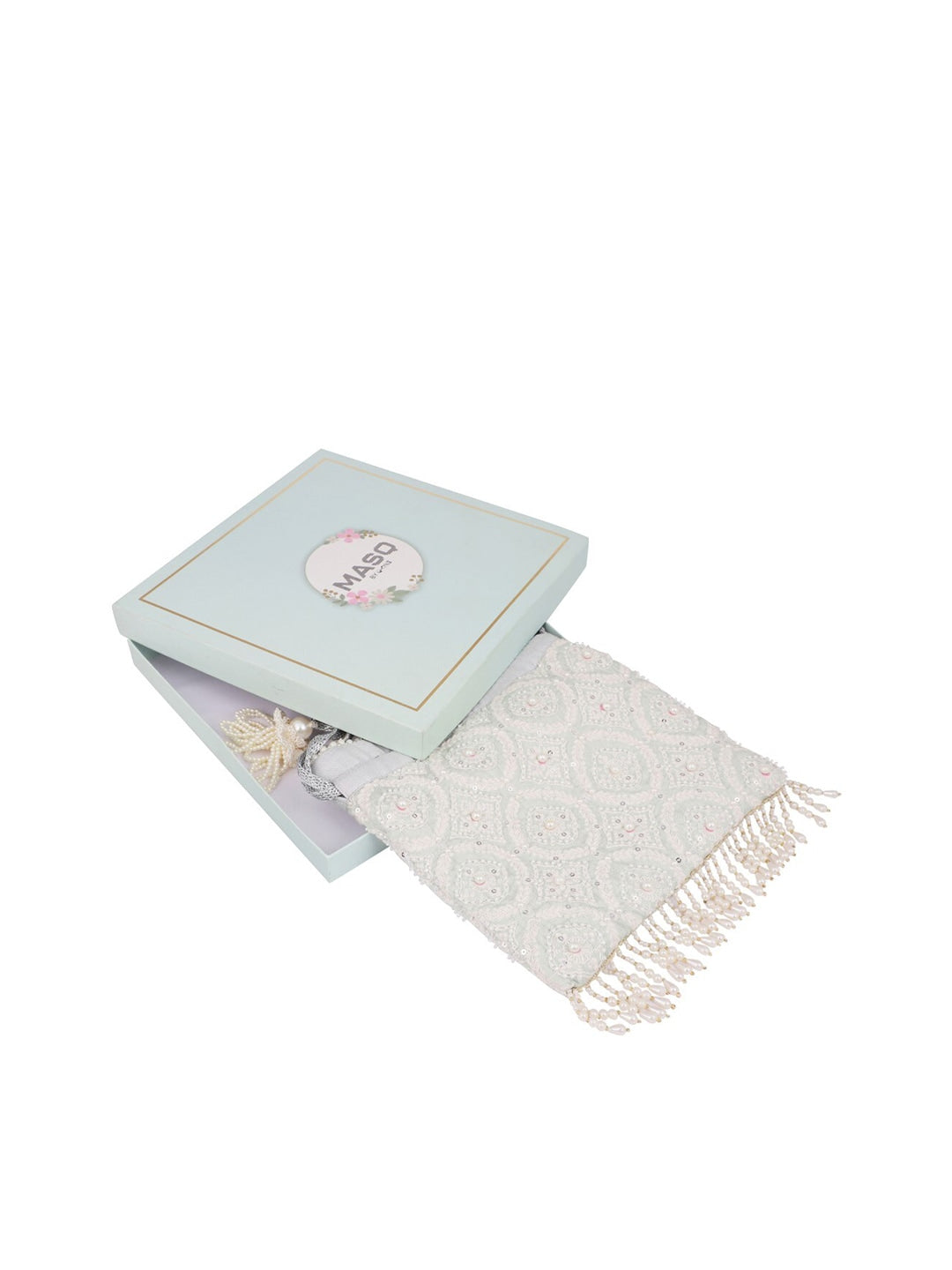Masq Black & White Embroidered Potli Clutch | Grocsy