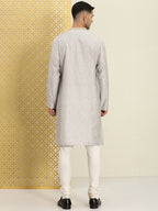 House of Pataudi Men Floral Printed Mandarin Collar Jashn Kurta | Grocsy