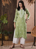 ADA Women Ethnic Motifs Embroidered Flared Sleeves Kurta | Grocsy