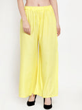 TAG 7 Women Yellow Solid Flared Ethnic Palazzos | Grocsy