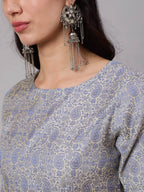 Aks Ethnic Motif Woven Design Jacquard A-Line Kurta | Grocsy