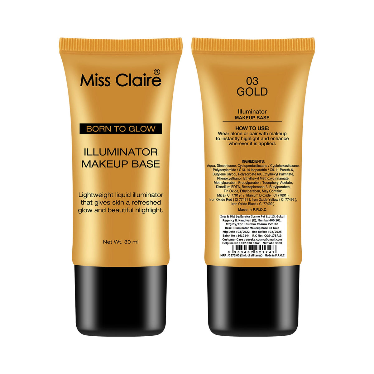 Miss Claire Illuminator Makeup Base - 03 Gold | Grocsy