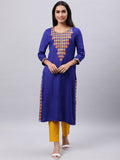 Souchii Blue & cool black Embroidered Mirror Work Grandeur & Majestic Artwork Kurta | Grocsy