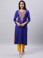 Souchii Blue & cool black Embroidered Mirror Work Grandeur & Majestic Artwork Kurta | Grocsy