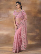 kasee Floral Embroidered Net Saree With Blouse Piece | Grocsy
