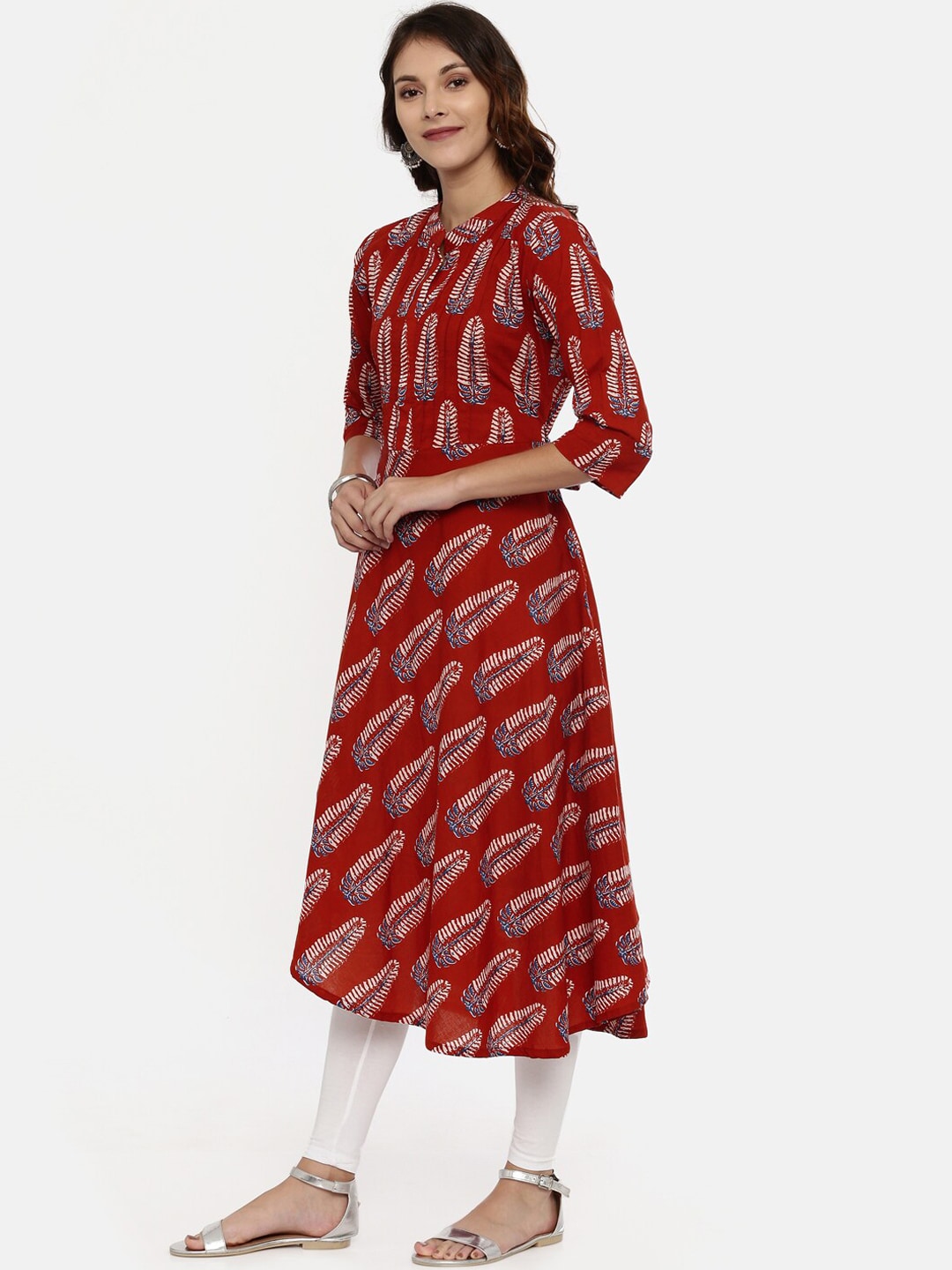 Souchii Maroon Printed A-Line Kurta | Grocsy
